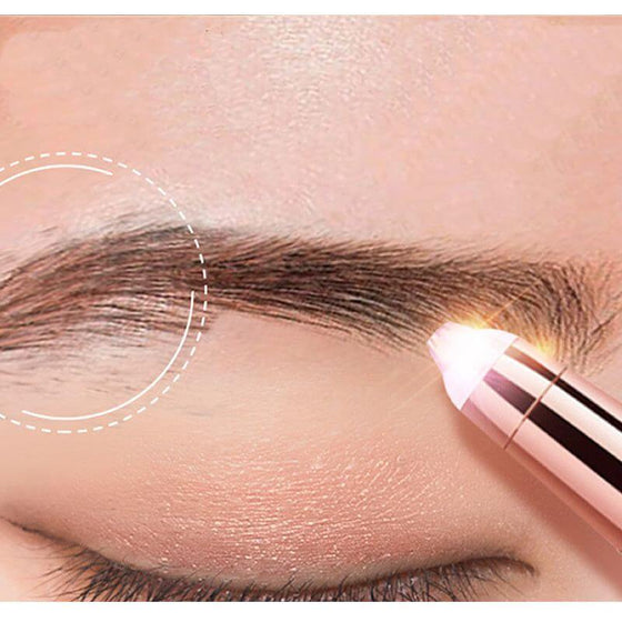 Eyebrow epilator trimming eyebrow with gold-plated head and LED light.