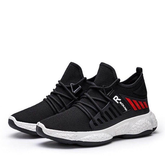 Men's breathable mesh sports sneakers with fly woven design and EVA sole.