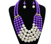 Multi Simulated Pearl Bohemian Jewelry Set with faux pearls and gemstone inlays