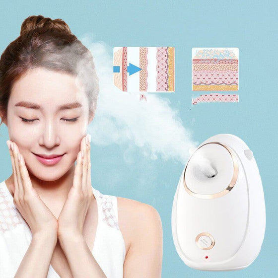 Face Massage Instrument with steam, oval shape, SBS material, rejuvenating facial treatment.