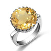 925 Sterling Silver 15ct Round Aquamarine Ring with Yellow Gemstone