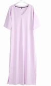 Oversized V neck boho dress for women in pastel color, flowy and comfortable.