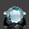 925 Sterling Silver Ring with 15ct Round Created Aquamarine for Women