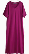 Oversized V Neck Boho Dress for Women in vibrant purple.