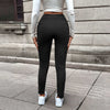 Women's Fashion Temperament Pure Color Slim Trousers in black, flattering fit, high-quality knitted fabric, sizes S-XL.