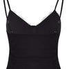 Women's Slim Fit Mesh Suit Suspenders in black, sleeveless design, polyester material.