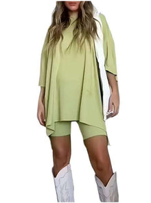  Women's Clothing Fashion Solid Color Loose T-shirt Tight ShortsElevate your wardrobe with our Women's Clothing Fashion Solid Color T-shirt and Shorts set. Made with high-quality viscose fiber, this outfit is not only comfortable2 piece setPlush Fashions ShopPlush Fashion ShopClothing Fashion Solid Color Loose