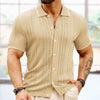 Short-sleeve summer button-up lapel shirt in Tencel fabric for businessmen's fashion.