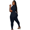 Women's stylish zipper jumpsuit with three-dimensional pocket design.