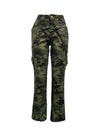 Camo Print Side Pocket Cargo Pants for Women, stylish and functional with camouflage design.