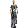 Plaid two piece tie-up t-shirt and maxi skirt set for women