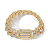 Miami Buckle Cuban Chain Bracelet with real gold plating, hip hop style accessory for women.