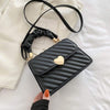 Women handbags with chain and love metal design, black PU shoulder bag.