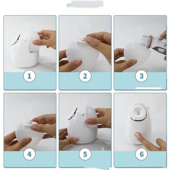 Face massage instrument assembly and usage steps.