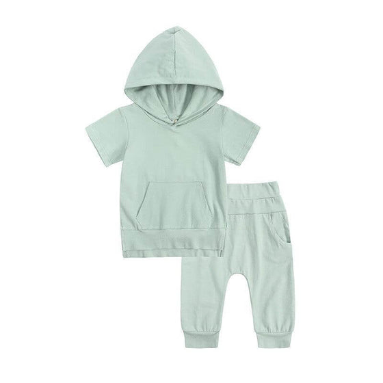 Boys And Girls Fashion Short-sleeved Hooded Tops & Casual Pants SetGet ready for style and comfort with our Boys And Girls Fashion Short-sleeved Hooded Tops &amp; Casual Pants Set. The perfect combination of fashion and function, thSweatsPlush Fashions ShopPlush Fashion ShopBoys