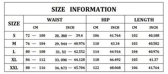 Size chart for Youth Fashion Casual Tether Loose Cargo Ankle Banded Pants in Asian sizes S-XXL.