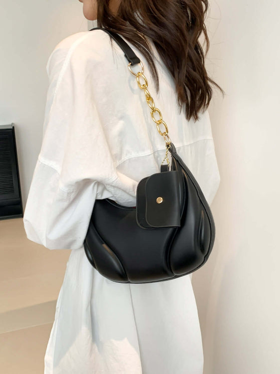 PU Leather Shoulder Bag with EarPods Bag, medium-sized, stylish accessory.