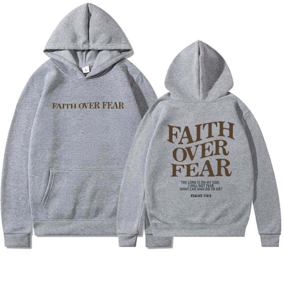 Faith Over Fear Men's And Women's Hoodies SweaterEmbrace your faith with our Faith Over Fear hoodies! Available in multiple colors and sizes, these hoodies feature a stylish letter pattern and top-stitched pockets.SweaterPlush Fashions ShopPlush Fashion ShopFear Men'