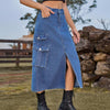 Women's Denim Cargo Casual SkirtThis denim cargo casual skirt is perfect for street style fashion. Made from high-quality denim, it comes in a range of trendy colors to suit any taste. With sizes fSkirtPlush Fashions ShopPlush Fashion ShopDenim Cargo Casual Skirt