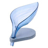 Soap dish soap shelf with drain free perforation and vertical design in leaf shape.