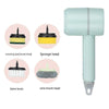 Electric cleaning dishwashing brush with interchangeable heads and USB rechargeable feature.