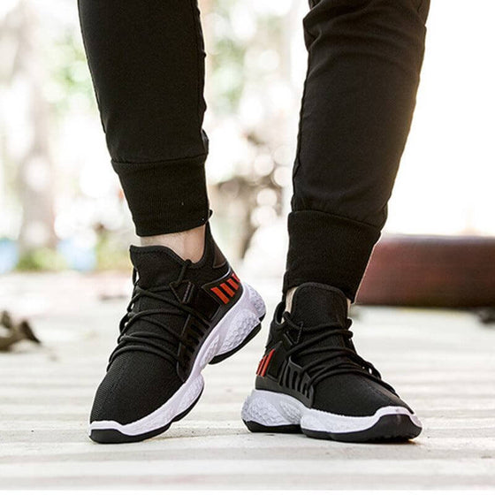 Men's breathable mesh sports sneakers with fly woven design and EVA sole, perfect for athletic and casual wear.