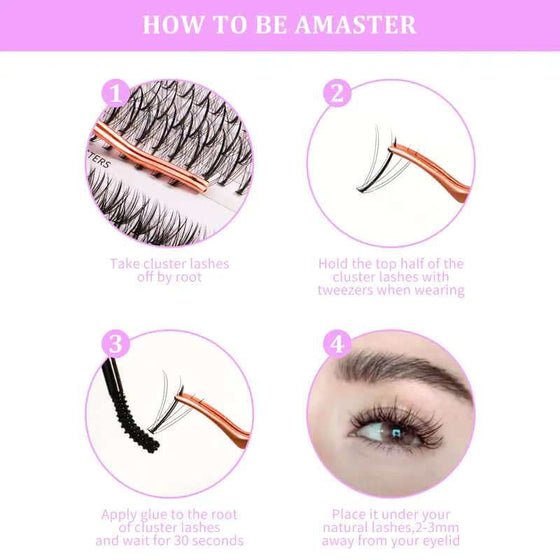 How to apply Veyesbeauty Clusters ONE MORE+ 7D 20D DIY Lash tutorial.