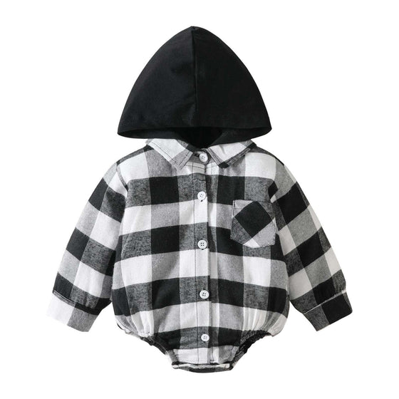 Baby Plaid Button Hooded JumpsuitStay cozy and festive this holiday season with our Baby Clothing Christmas Plaid Jumpsuit. Made with soft and breathable cotton fabric, our button-up onesie featuresBaby clothsPlush Fashions ShopPlush Fashion ShopBaby Plaid Button Hooded Jumpsuit