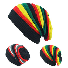  Colorful striped wool hat, knitted, stylish outdoor fashion accessory.