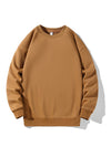 Men's solid color round neck long sleeve sweatshirt in brown fabric.