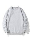 Men's solid color round neck long sleeve sweatshirt, no-pocket, polyester-cotton knit.