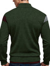 Men's casual long sleeve sweatshirt in heavy velvet with stand collar and contrast color design.