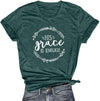 Women's His Grace Is Enough short sleeve casual tee shirt in green with inspirational message.